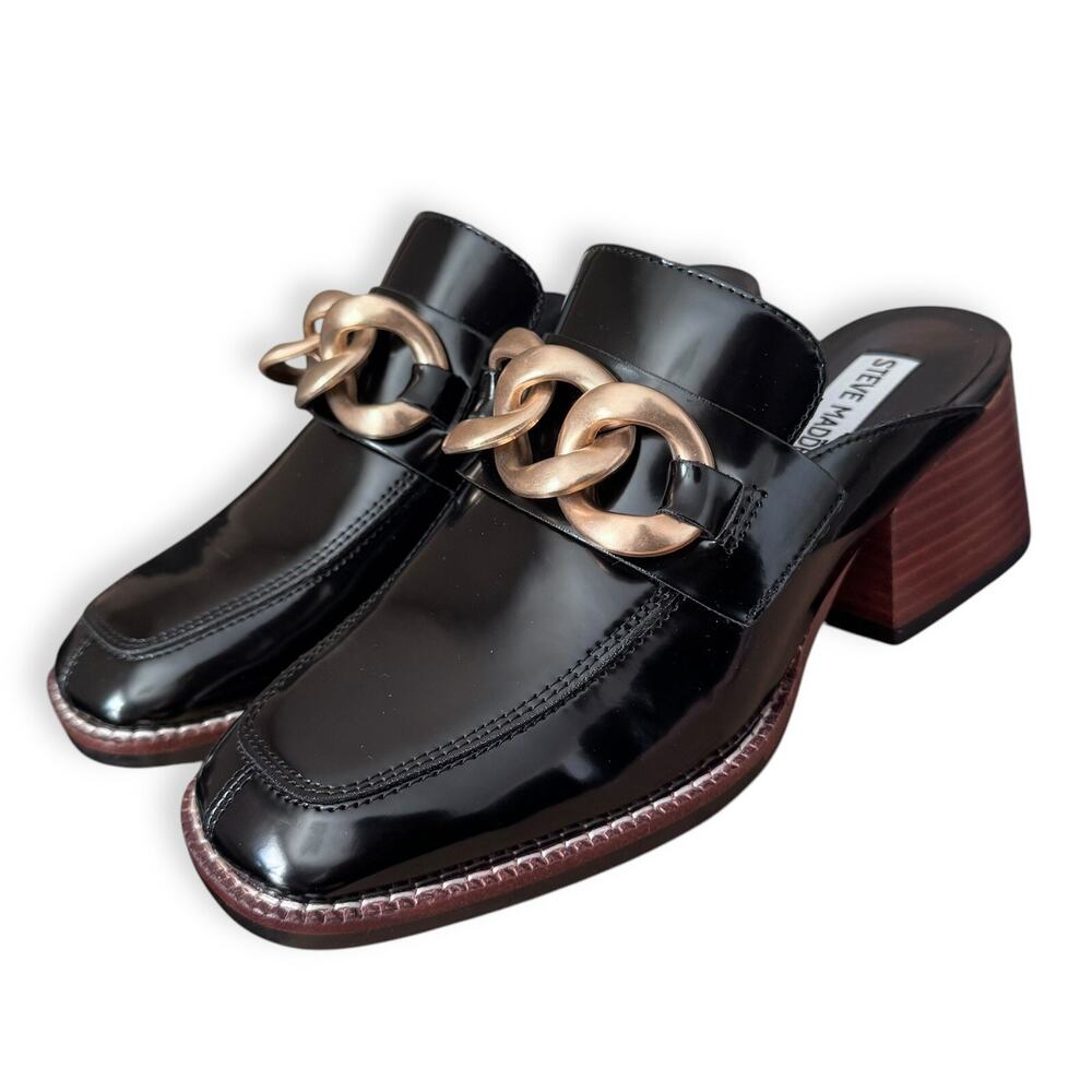 Steve Madden Women's Lorie Mule: Vegan Leather Slip-On Heeled Mule, SZ 6.5 Chain - Picture 4 of 16